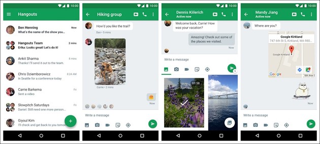 Mensagens instantâneas e videochamada com o Hangouts