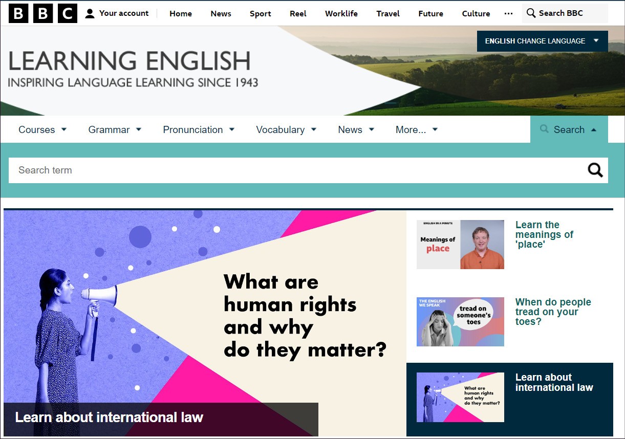 Plataforma de ensino BBC Learning English