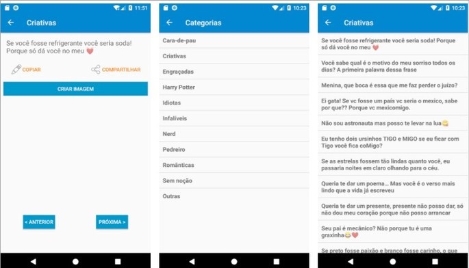 Imagem de divulgação do app de frases Cantadas - Top Frases