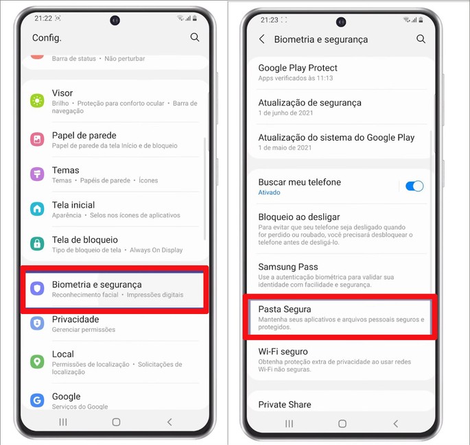 Como configurar a Pasta Segura no smartphone Samsung