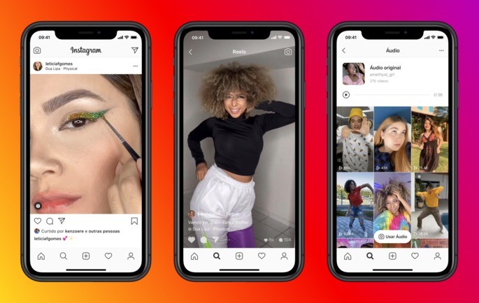 Reels do Instagram em diversas telas